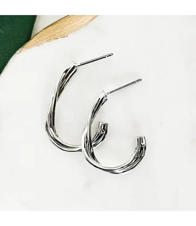 Oval twist hoops silver