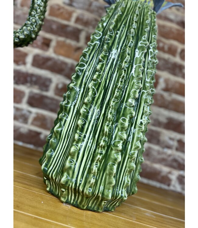 Cactus Vase Green Ceramic 7"