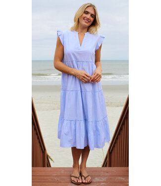 Simply Southern Light blue ruffle maxi dress