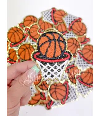 ABLN basketball hoop chenille glitter patch