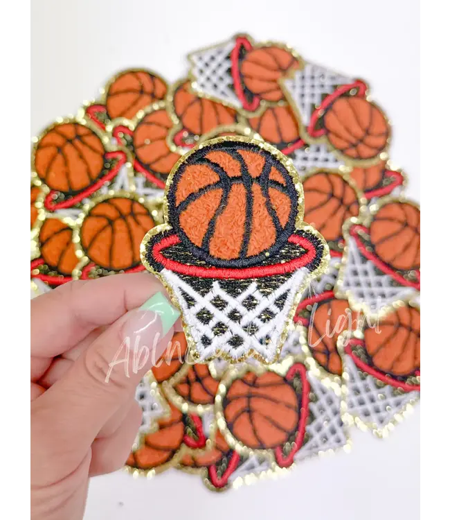 ABLN basketball hoop chenille glitter patch