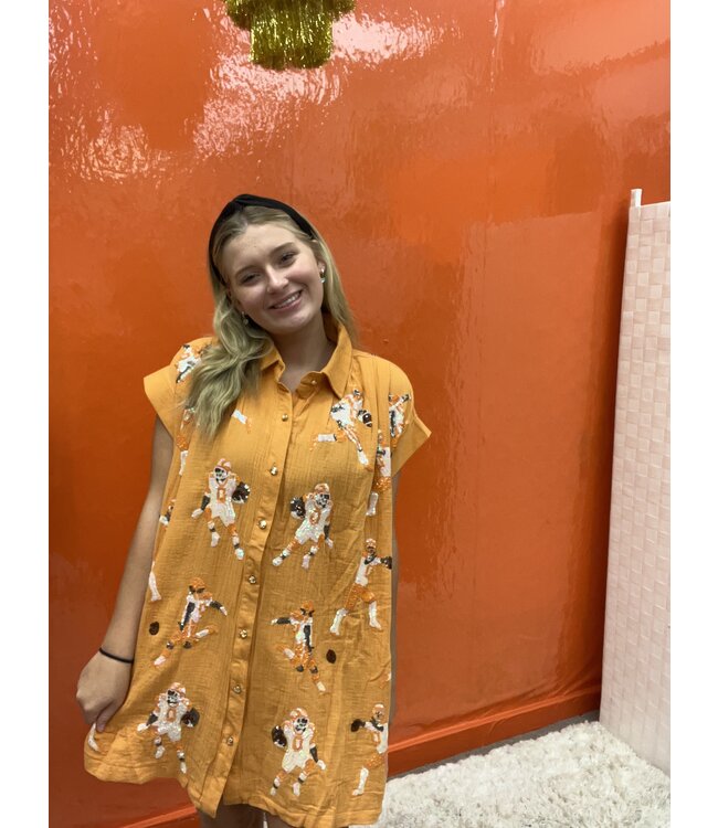 LIGHT ORANGE & WHITE FOOTBALL PLAYER GAUZE DRESS