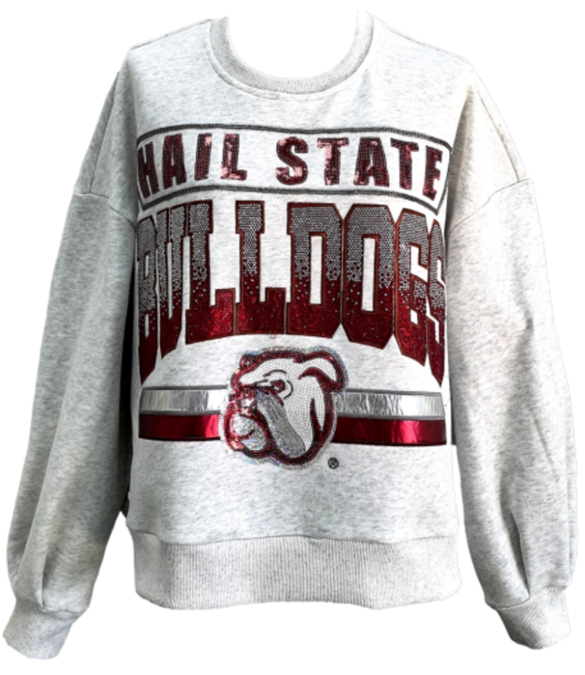 LICENSED-GREY 'HAIL STATE BULLDOGS' VINTAGE SWEATSHIRT
