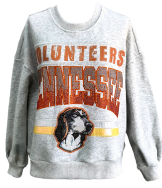 Queen of Sparkles LICENSED-GREY 'VOLUNTEERS TENNESSEE' VINTAGE SWEATSHIRT