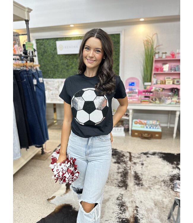 Sequin Soccer Chenille Patch Tee