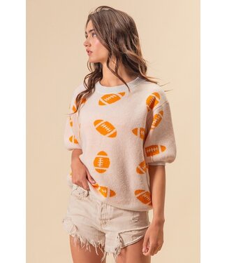 Vanilla Monkey Orange and White football pattern top