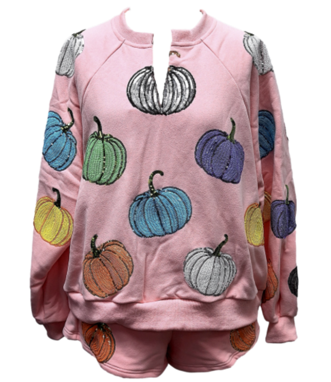 LIGHT PINK MULTI PUMPKIN SWEATSHIRT