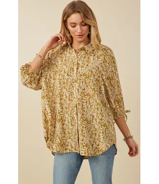 Floral tunic button up