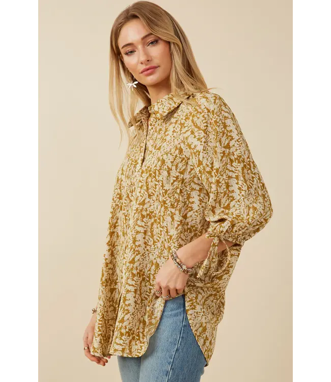 HY7750 floral tunic button up