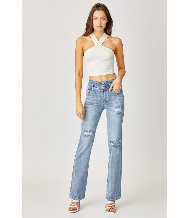 RDP5195 Hi Rise Button Straight Jeans