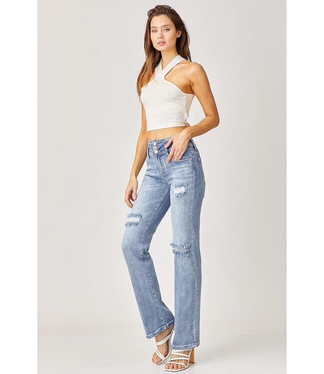 RDP5195 Hi Rise Button Straight Jeans