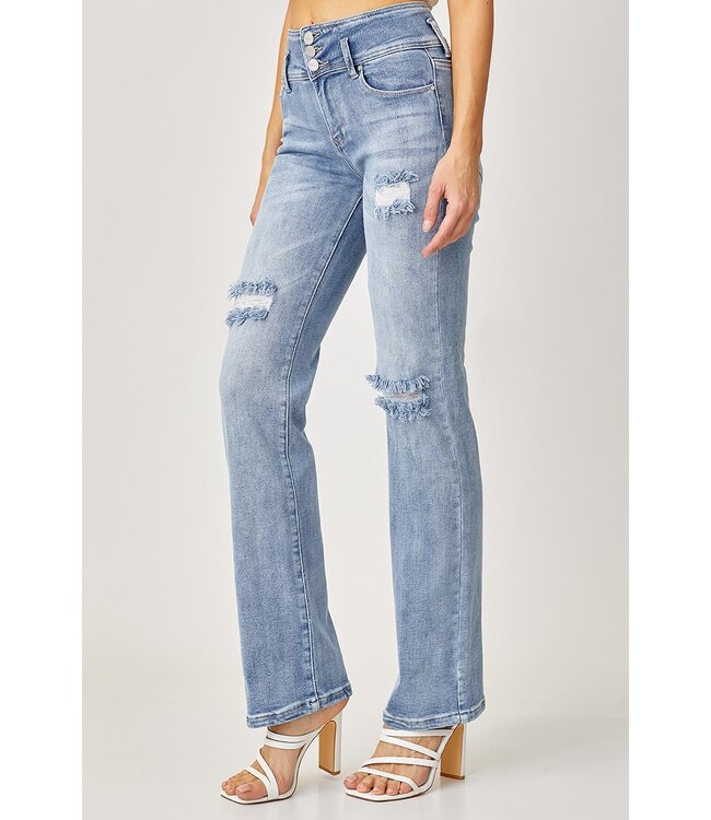 RDP5195 Hi Rise Button Straight Jeans