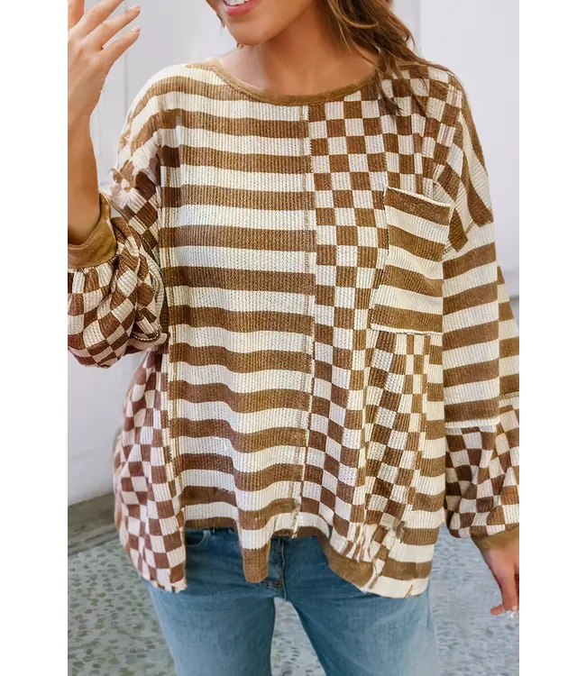 LDC Checkerboard Patchwork Blouse