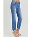 RDP5343RT Hi Rise Crop Girlfriend Roll Up Jeans