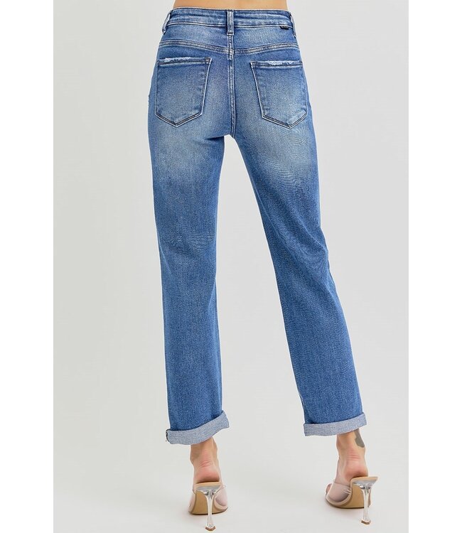 RDP5343RT Hi Rise Crop Girlfriend Roll Up Jeans