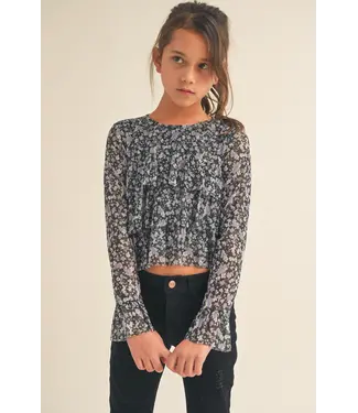 Heart and Arrow Mesh Ruffle Layered Top