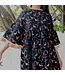 YB Printed Bell Slv Neck Ruffle Dress