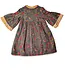 YB Printed Bell Slv Neck Ruffle Dress