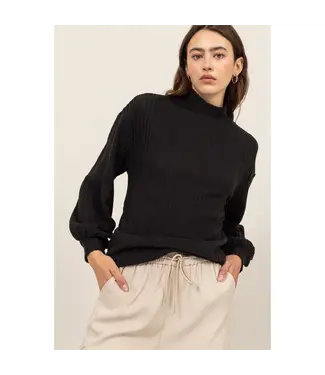 Mock Neck Ribbed Sweater