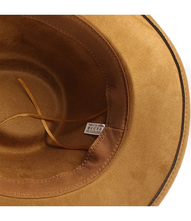suede western style hat w/ belt trim
