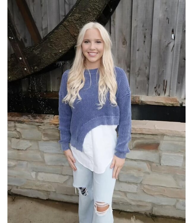 GAGB Blue and White Angled Sweater