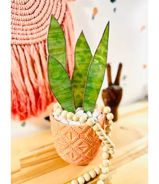 Samara Designs Studio stained glass snake plant stem