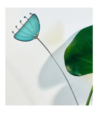 Samara Designs Studio stained glass mod blue plant stem
