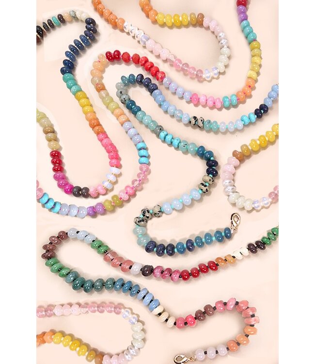 80N896 natural agate glass bead necklace