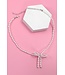 80N457 Pearl Bead Bow Ribbon Necklace