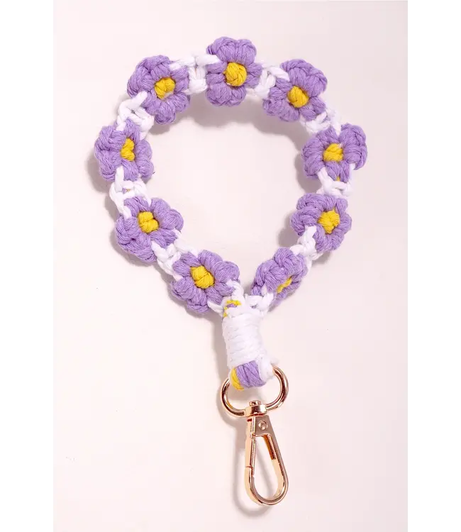 40KC108 Daisy Flower Wristlet Keychain