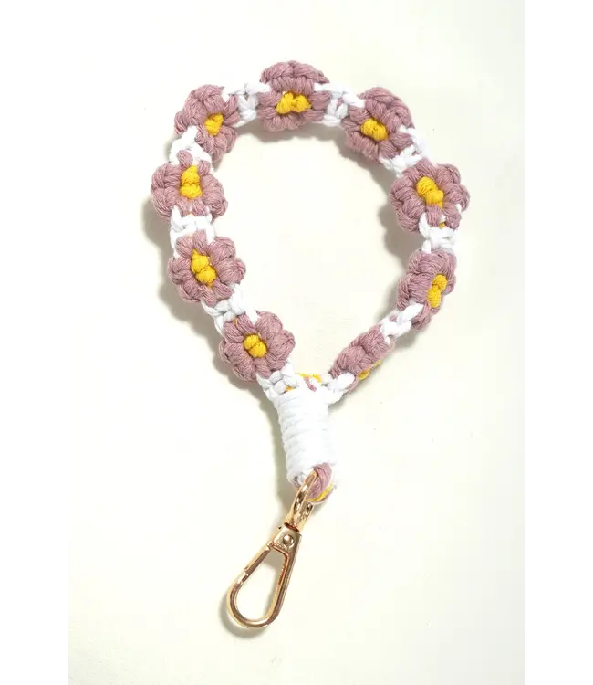 40KC108 Daisy Flower Wristlet Keychain