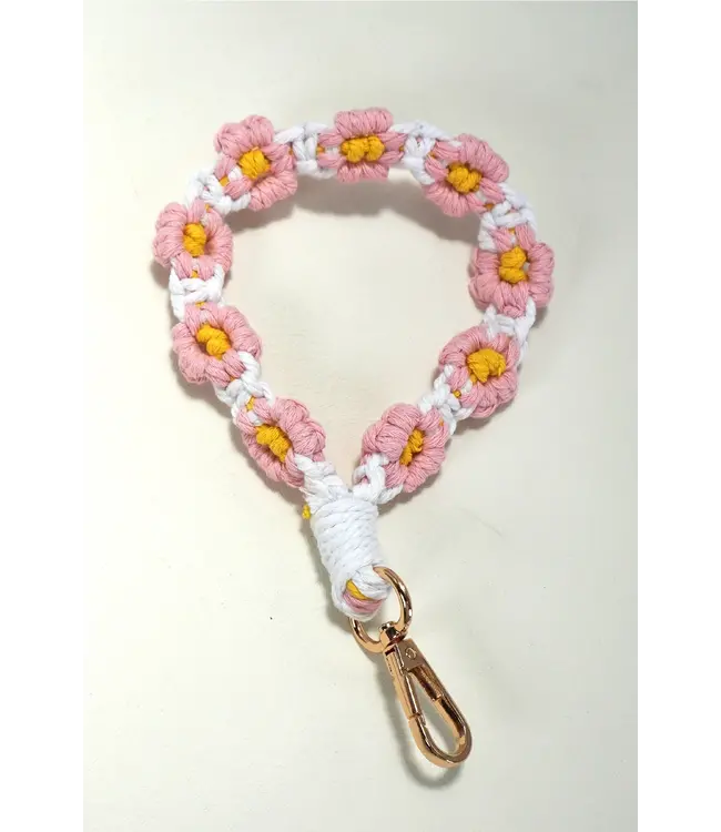40KC108 Daisy Flower Wristlet Keychain