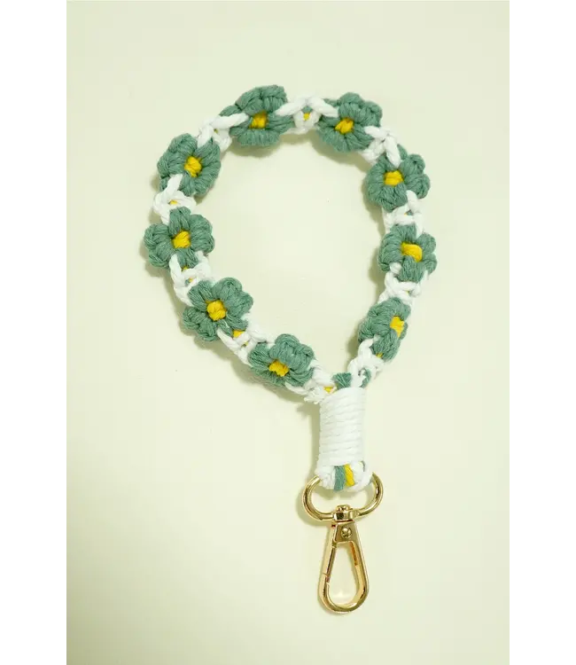40KC108 Daisy Flower Wristlet Keychain