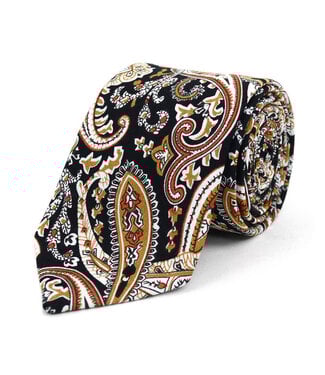 Selini New York Paisley Black & Gold 2.5" Slim Tie