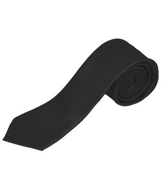 Selini New York Black Satin Solid 2.5" Slim Tie