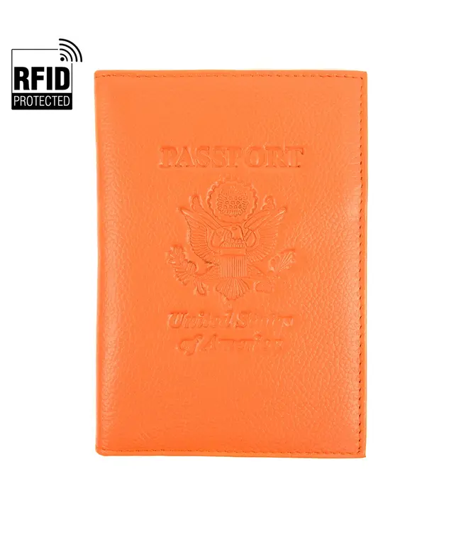 RFID-GLPC2 Org Leather Passport Case