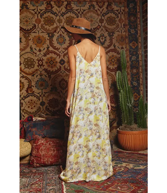 D3014D Tie Dye Flowing Maxi Slip Dress