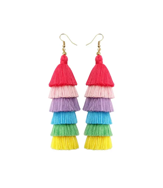 PM 33 Multicolor Pom Pom Earrings