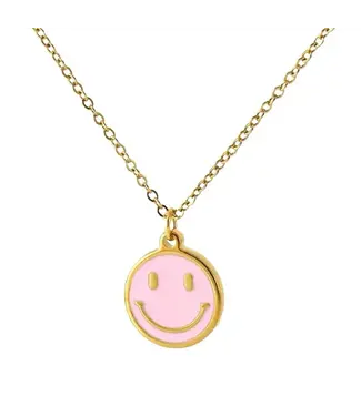 Purple Myrtle Smiley Dangle Charm Neck