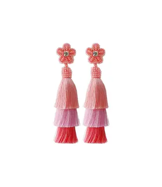 Purple Myrtle Flower Tassel Earrings