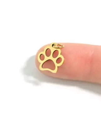 WJW 18k gold pvd stainless paw print charm