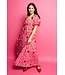 HOT PINK STRIPE SEQUIN FLOWER COTTON MAXI SKIRT