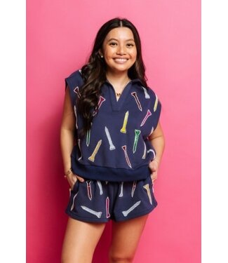 Queen of Sparkles Navy Multi Golf Tee Short