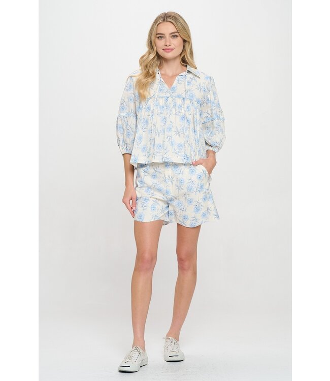 Azure Floral Top