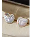 HAYDEE pearl heart stud 18k gold plated