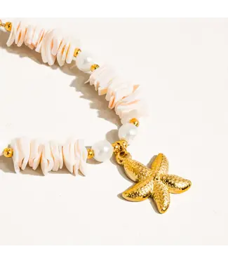 Flanerie THELMA shell star neck 18k gold plated