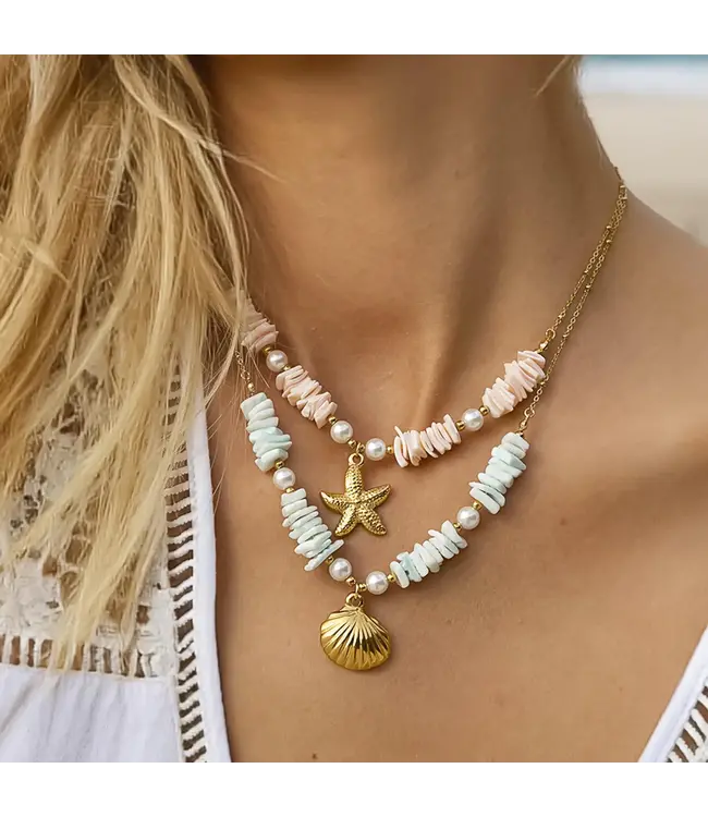 THELMA shell star neck 18k gold plated