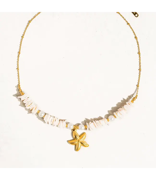 THELMA shell star neck 18k gold plated