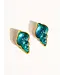 YVON green shell stud 18k gold plated