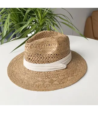 LoveLina JULIO Straw Cowboy hat light brown w white